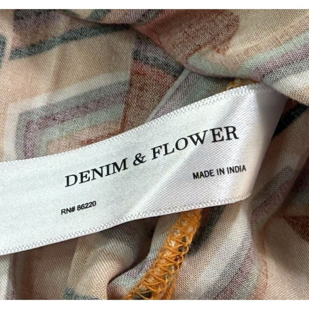 Denim & Flower Ricky Singh Orange Button-Up Hexagon Geometric Shirt SZ Large - Picture 6 of 13